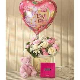Pink Lullaby Balloon, Teddy and Chocolates Gift Set
