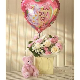 Pink Lullaby Balloon and Teddy Gift Set